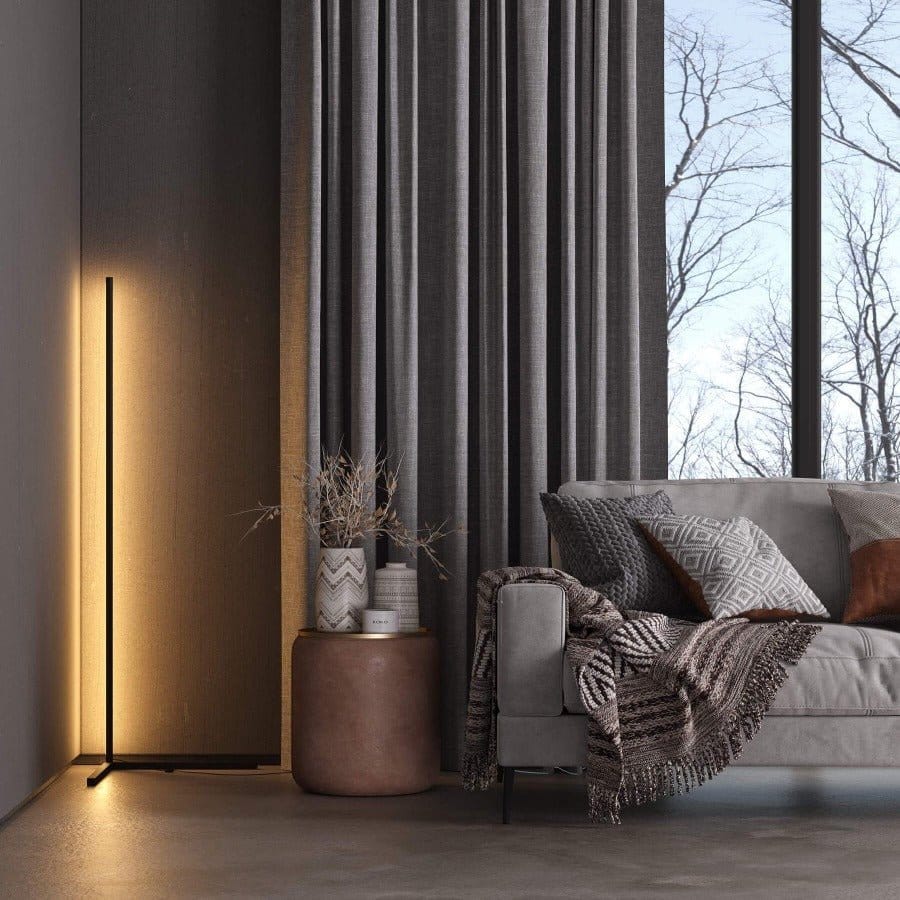 Minimalist LED Corner Floor Lamp with Remote Control | Modern Standing Light