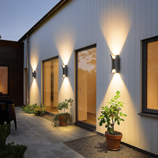 Outdoor LED Wall Sconce in Modern Curved Design | Waterproof Up and Down Wall Light