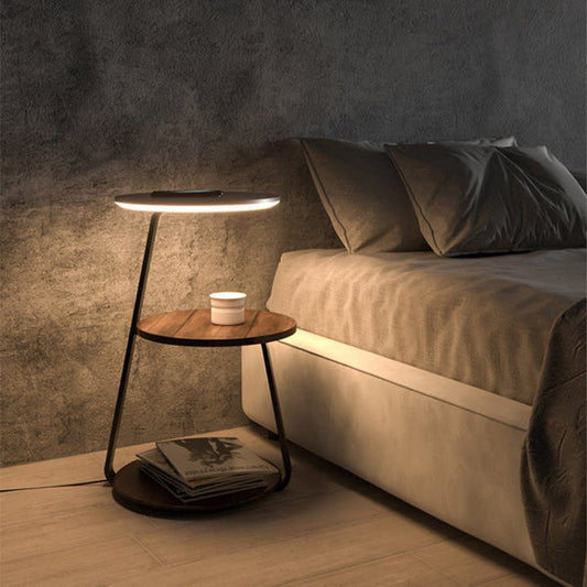 Modern Floor Lamp with Side Table Storage | Multifunctional Standing Light