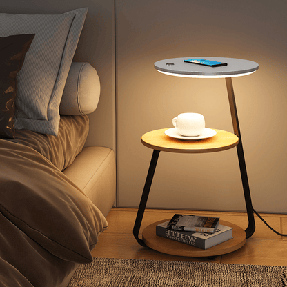 Modern Floor Lamp with Side Table Storage | Multifunctional Standing Light