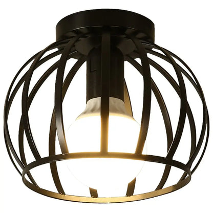 Industrial Black Ceiling Lamp | Modern Flush Mount for Hallway or Bedroom