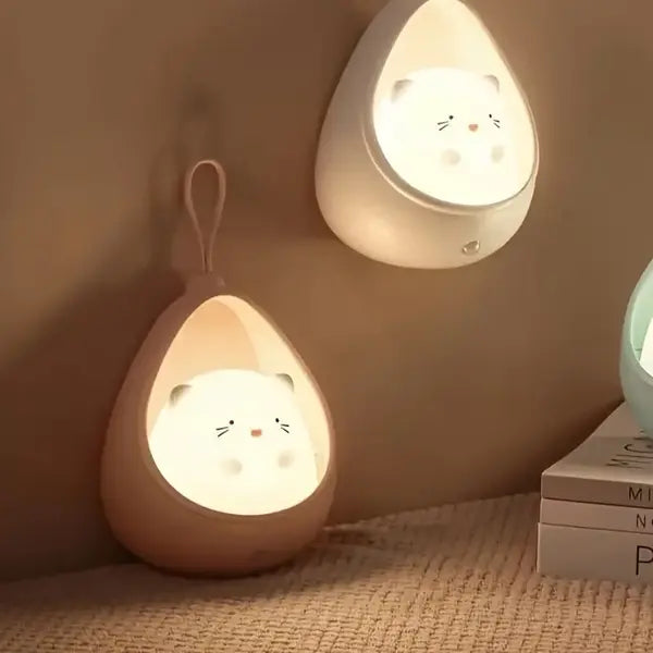 Rechargeable Cat LED Night Light for Kids | Cute Bedside Table Lamp