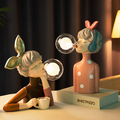 Handcrafted Artistic Figurine LED Table Lamp | Decorative Bedside and Desk Light