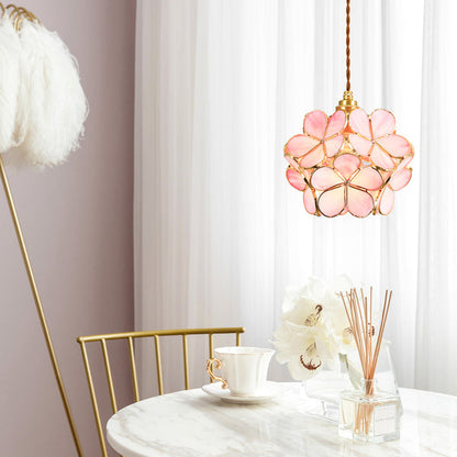 Vintage Flower Glass Pendant Ceiling Light | Elegant Hanging Lamp for Dining Room