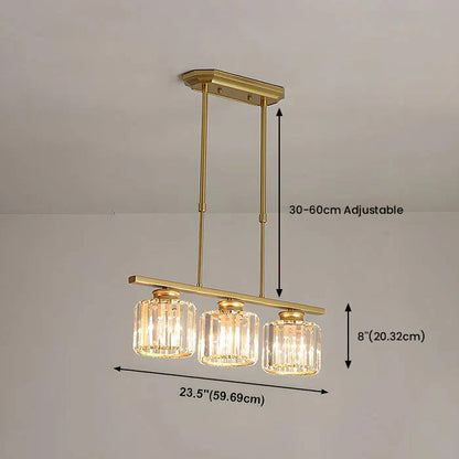 Modern Rectangular Glass Chandelier | LED Dining Room Kitchen Ceiling Light
