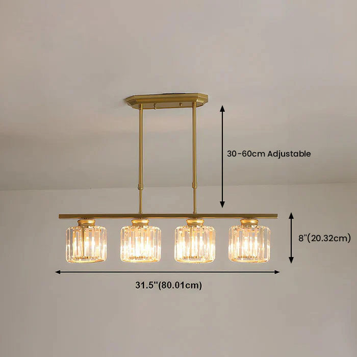 Modern Rectangular Glass Chandelier | LED Dining Room Kitchen Ceiling Light