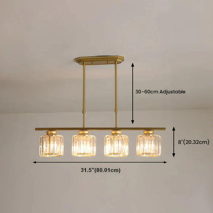 Modern Rectangular Glass Chandelier | LED Dining Room Kitchen Ceiling Light