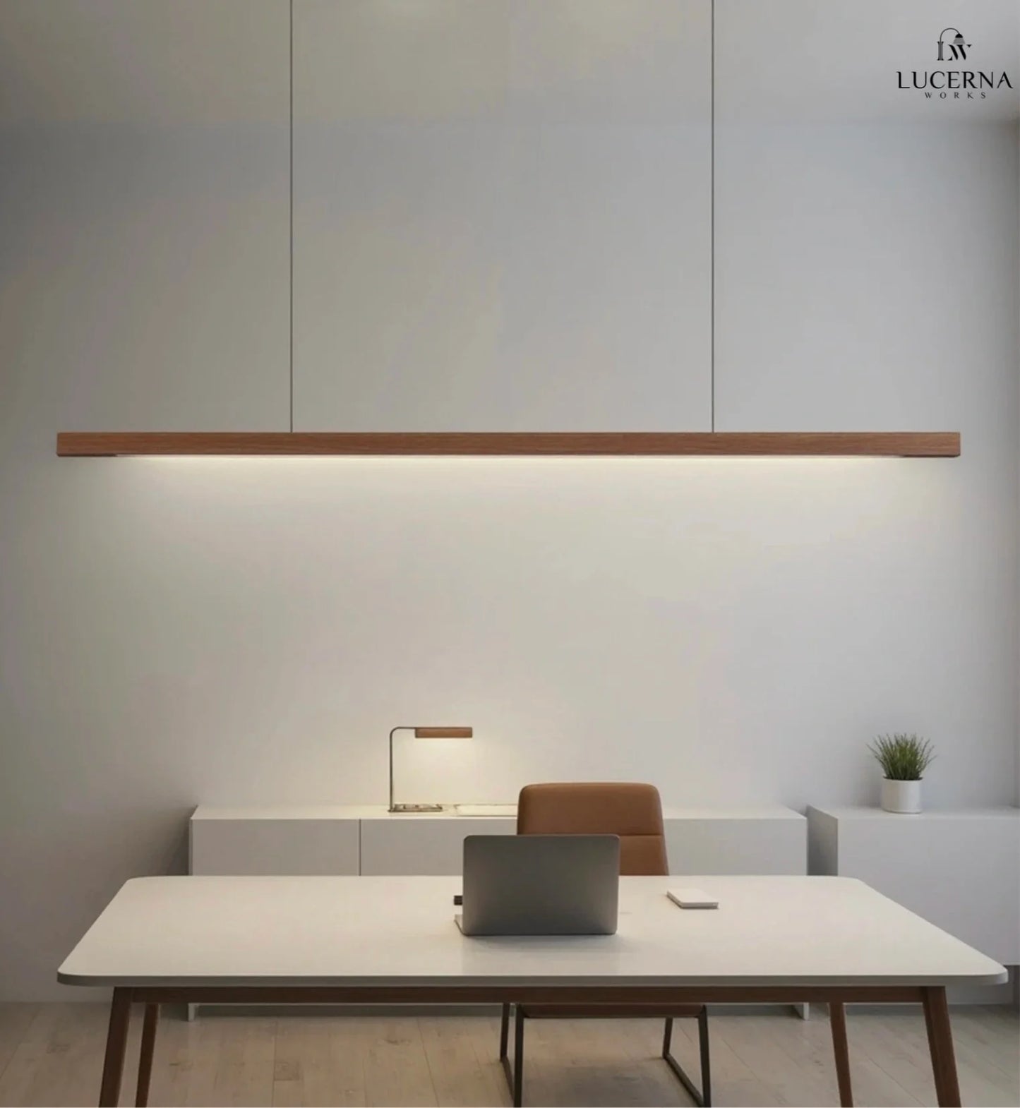Long Wooden Pendant Ceiling Lamp | Modern LED Light for Dining or Kitchen Island