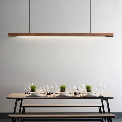 Long Wooden Pendant Ceiling Lamp | Modern LED Light for Dining or Kitchen Island