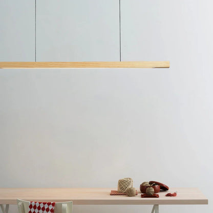 Long Wooden Pendant Ceiling Lamp | Modern LED Light for Dining or Kitchen Island
