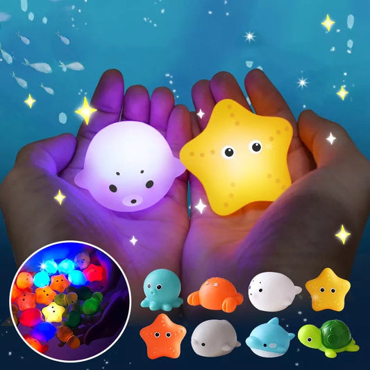 LED Light Up Bath Toys Set for Kids | Floating Water Toys with Night Light