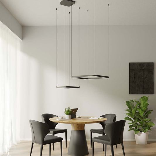 Geometric Pendant Ceiling Light with Floating Squares | Modern LED Hanging Lamp