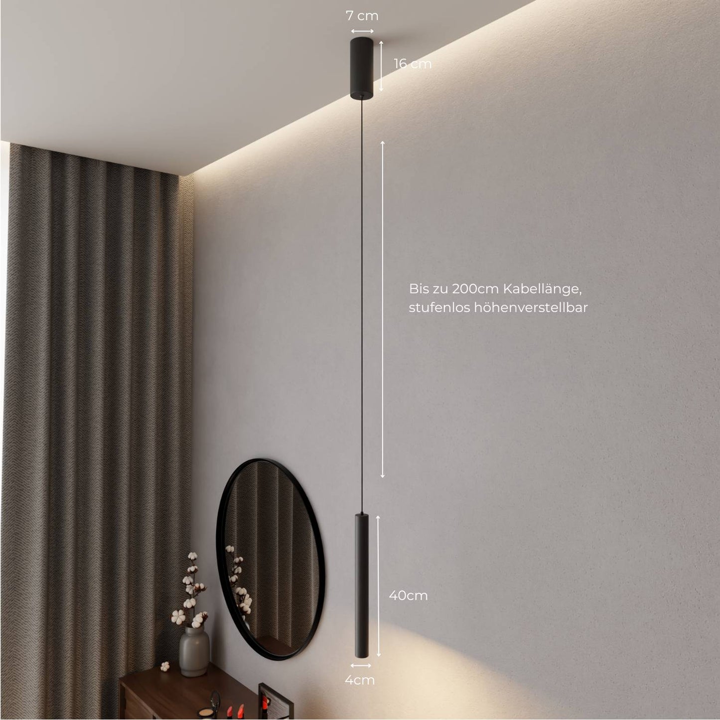 Slim Pendant Ceiling Light for Bedroom and Kitchen | Modern LED Hanging Lamp