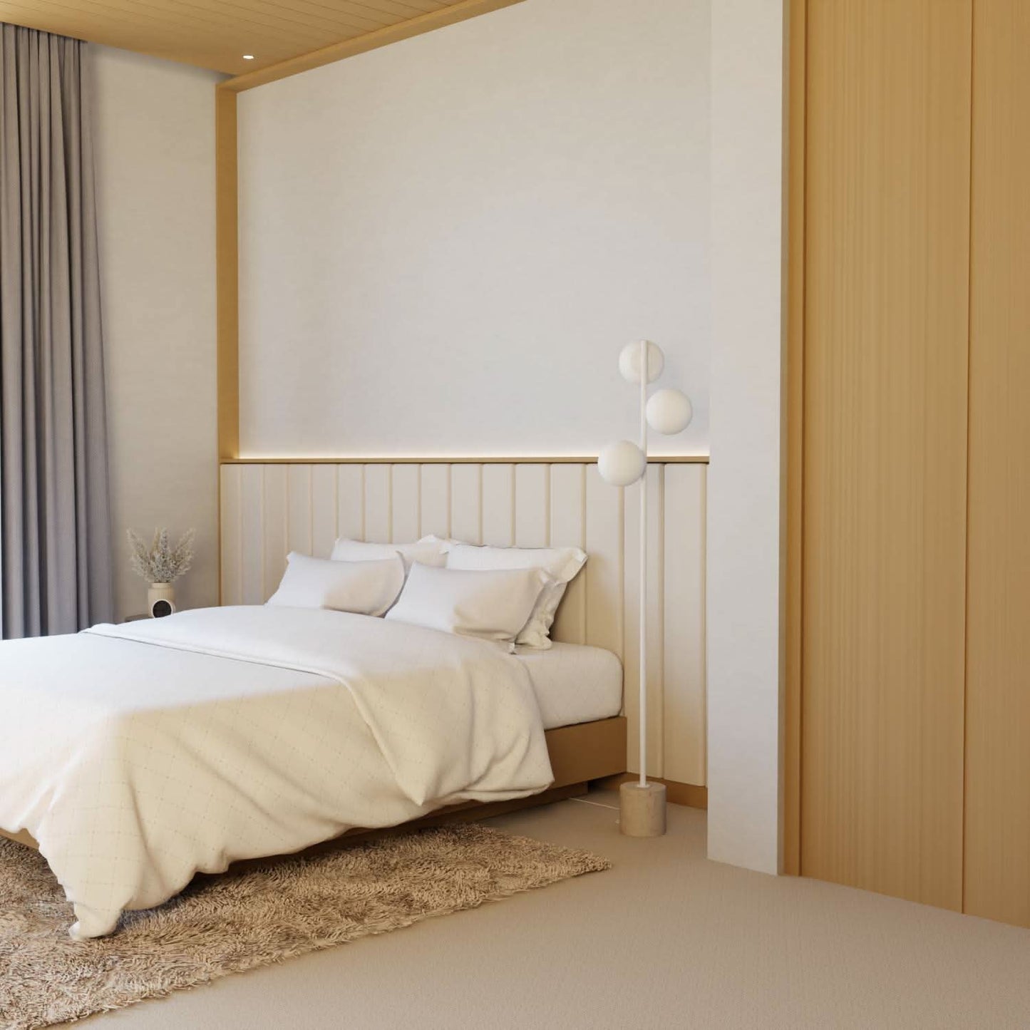 Modern Floor Lamp with Travertine Base | Elegant Standing Light for Living Room