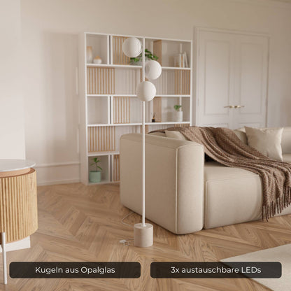 Modern Floor Lamp with Travertine Base | Elegant Standing Light for Living Room