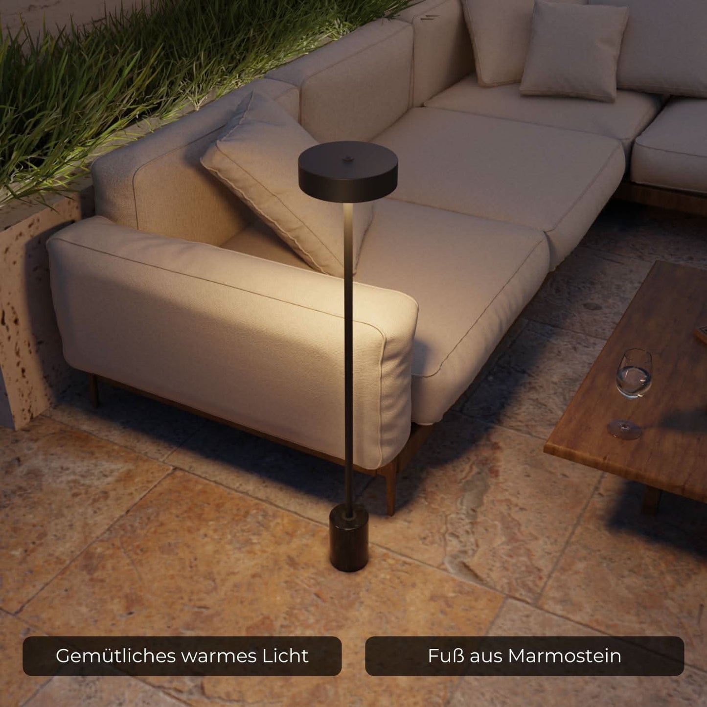 Cordless Outdoor Floor Lamp with Rechargeable Battery | Standing Light for Garden