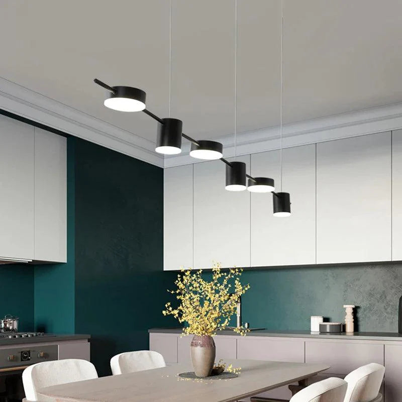 Modern LED Pendant Ceiling Light in Black and Gold | Stylish Dining Room Chandelier