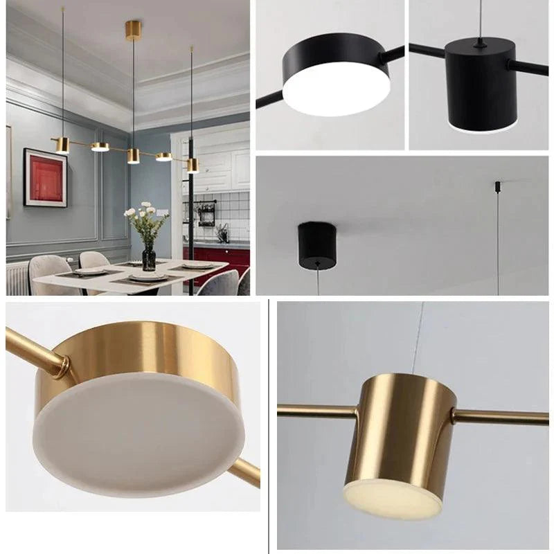 Modern LED Pendant Ceiling Light in Black and Gold | Stylish Dining Room Chandelier