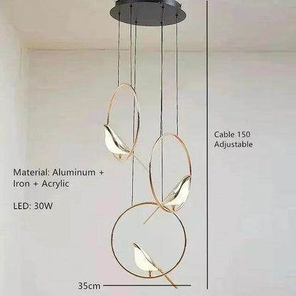 Artistic Bird Design Pendant Ceiling Light | Modern Dimmable LED Chandelier Lamp