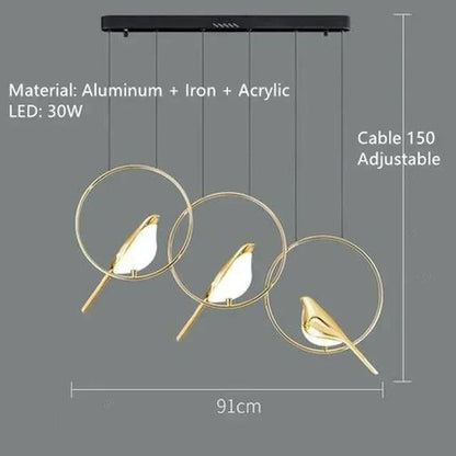 Artistic Bird Design Pendant Ceiling Light | Modern Dimmable LED Chandelier Lamp