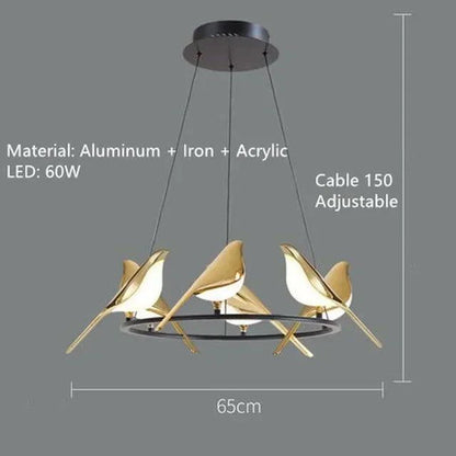 Artistic Bird Design Pendant Ceiling Light | Modern Dimmable LED Chandelier Lamp