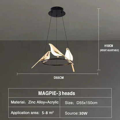 Artistic Bird Design Pendant Ceiling Light | Modern Dimmable LED Chandelier Lamp