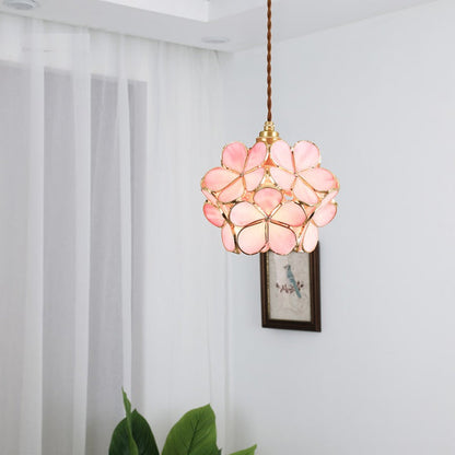 Vintage Flower Glass Pendant Ceiling Light | Elegant Hanging Lamp for Dining Room