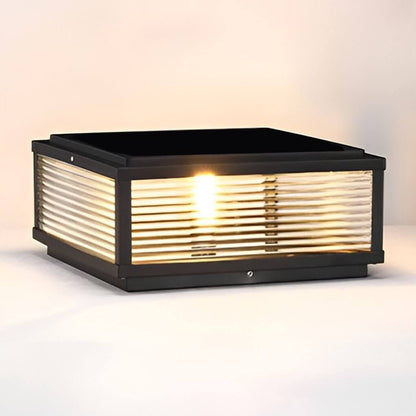 Outdoor LED Pillar Wall Light with Ribbed Glass | Modern Waterproof Gate Lamp