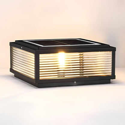 Outdoor LED Pillar Wall Light with Ribbed Glass | Modern Waterproof Gate Lamp