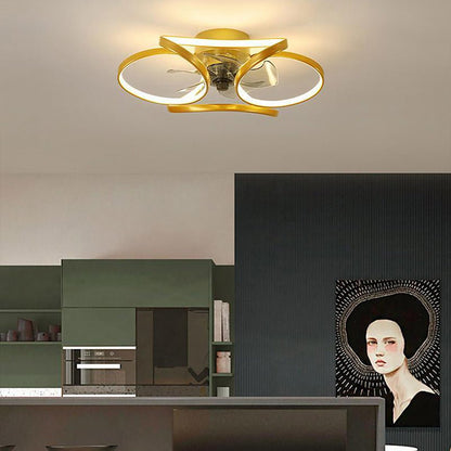 Modern Flush Mount Ceiling Fan with LED Light | Stylish Bedroom Ceiling Lamp