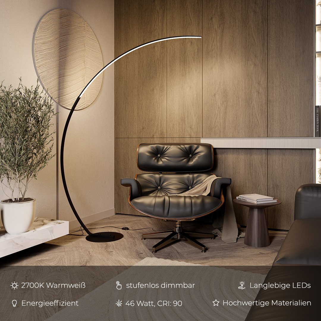 Modern Arc LED Floor Lamp in Minimalist Style | Adjustable Standing Light for Living Room
