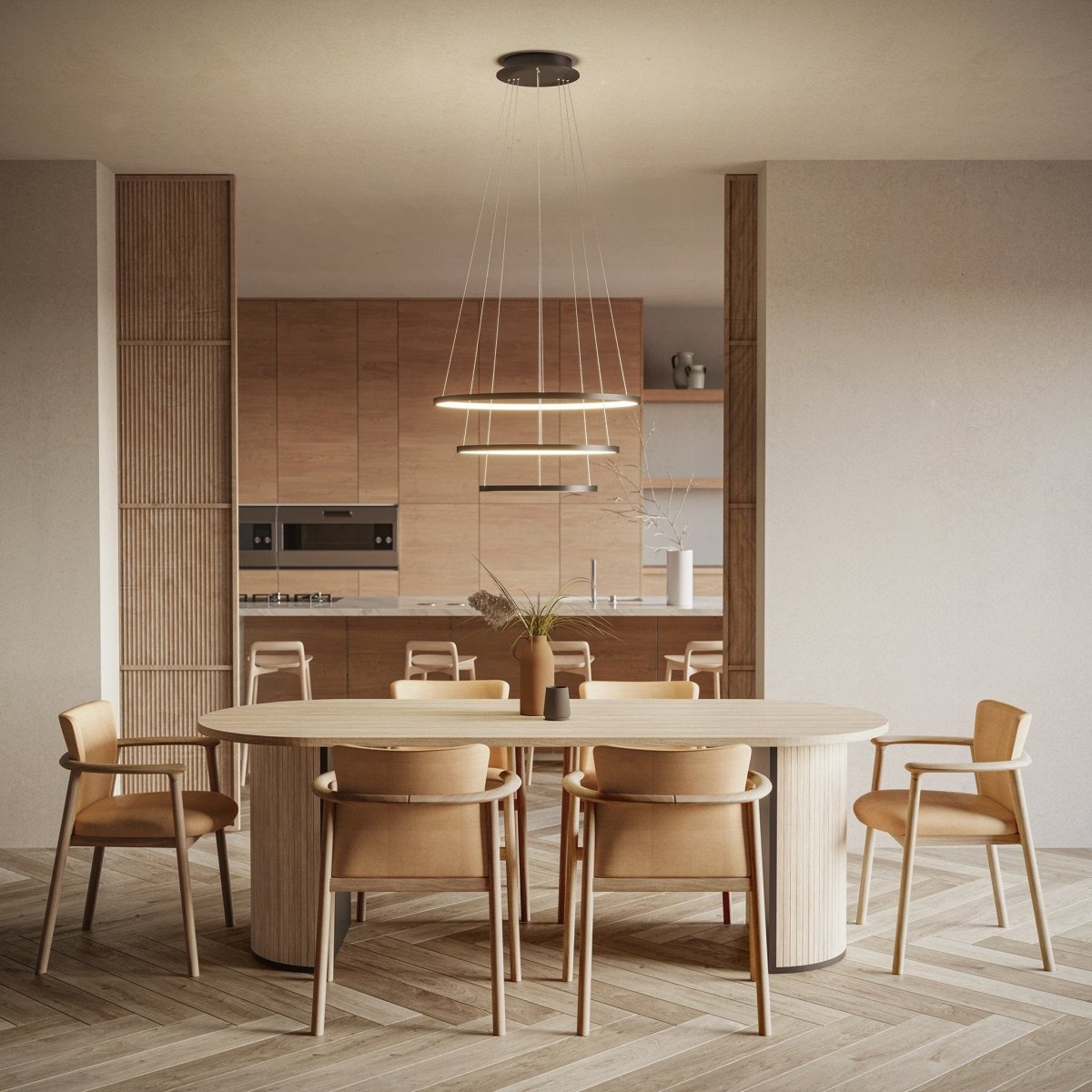 Adjustable Modern LED Chandelier | Contemporary Dimmable Dining Room Light