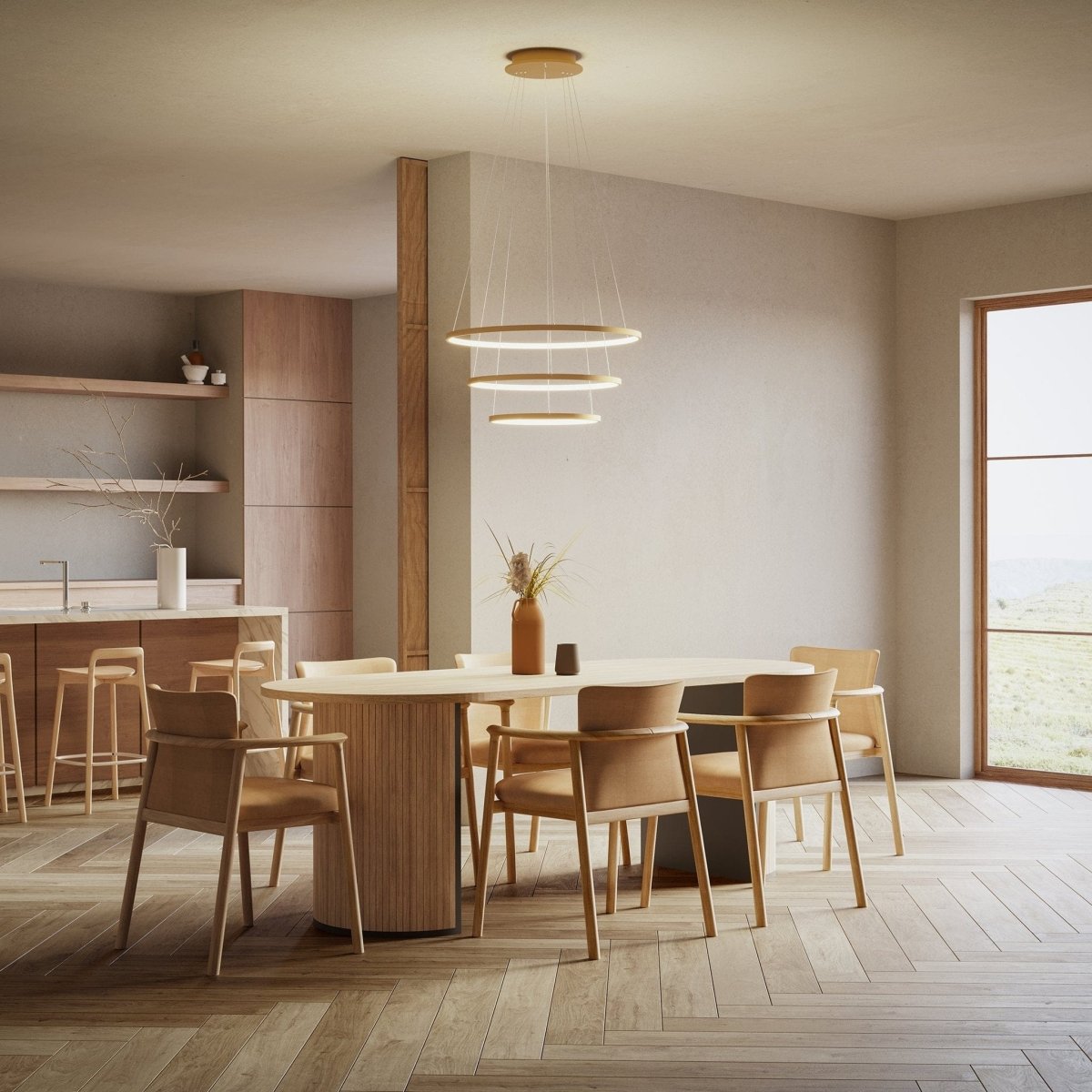 Adjustable Modern LED Chandelier | Contemporary Dimmable Dining Room Light