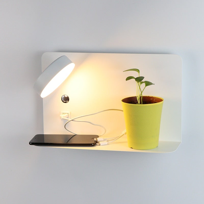 Modern LED Wall Light Sconce with USB Port | Bedroom and Living Room Bedside Lamp