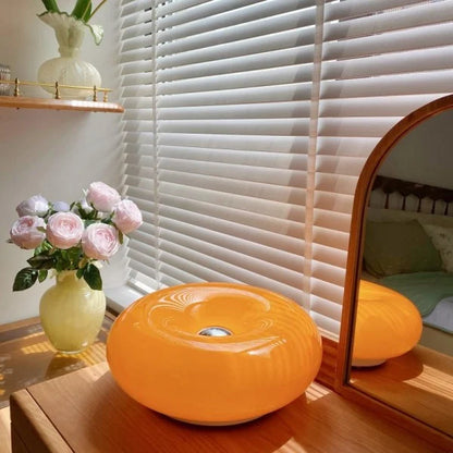 Modern Round Glass Wall Lamp with Donut Design | Touch LED Sconce for Bedroom