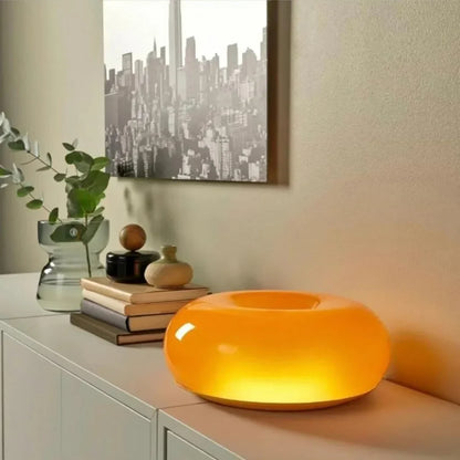 Modern Round Glass Wall Lamp with Donut Design | Touch LED Sconce for Bedroom