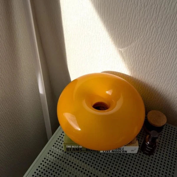 Modern Round Glass Wall Lamp with Donut Design | Touch LED Sconce for Bedroom