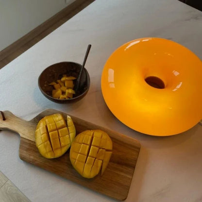 Modern Round Glass Wall Lamp with Donut Design | Touch LED Sconce for Bedroom