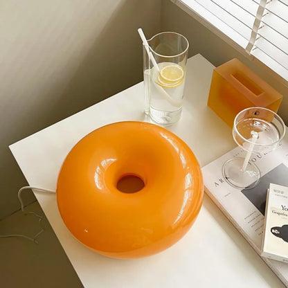 Modern Round Glass Wall Lamp with Donut Design | Touch LED Sconce for Bedroom
