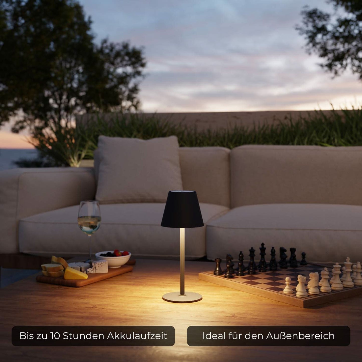 Rechargeable Outdoor LED Table Lamp with Warm Light | Modern Dining and Patio
