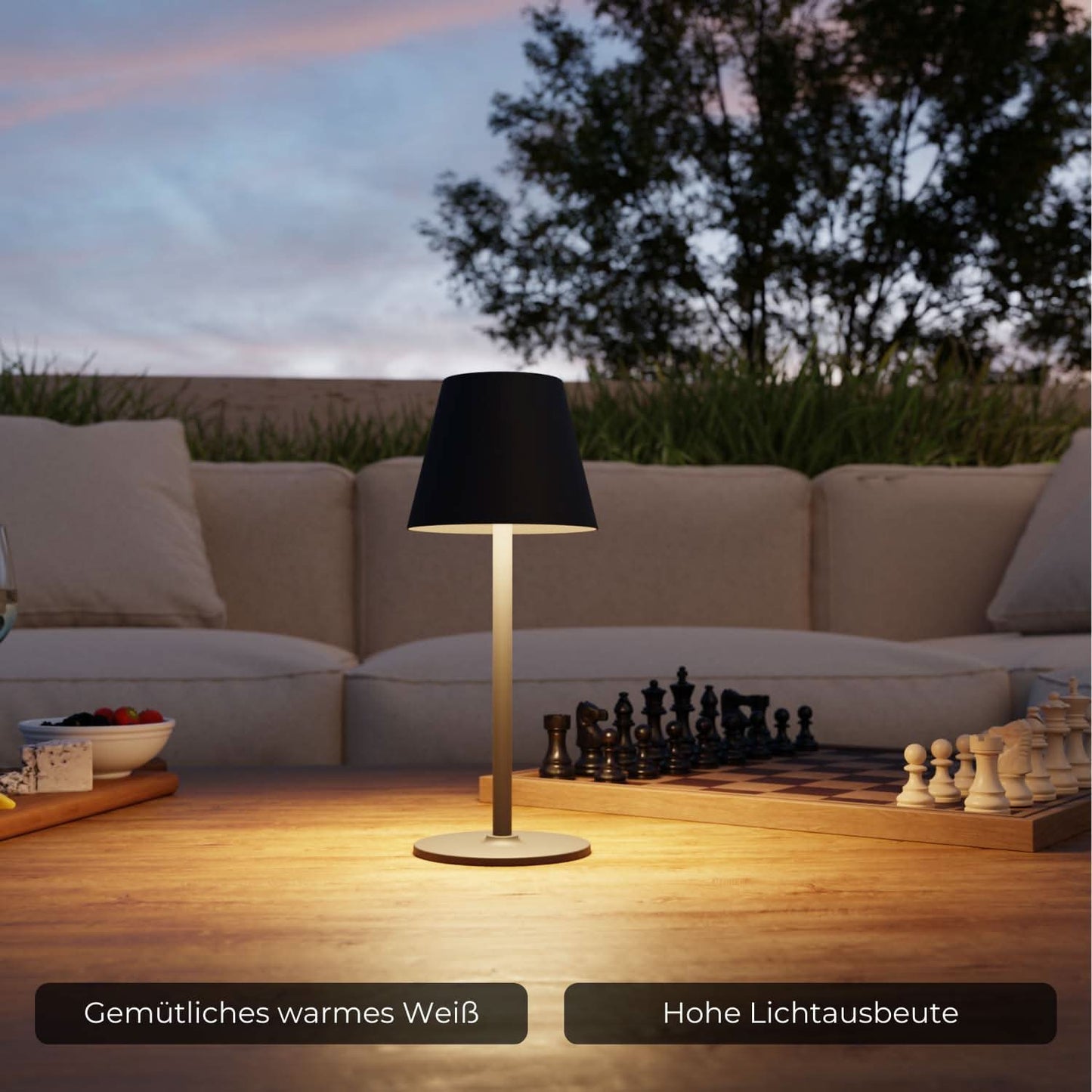 Rechargeable Outdoor LED Table Lamp with Warm Light | Modern Dining and Patio