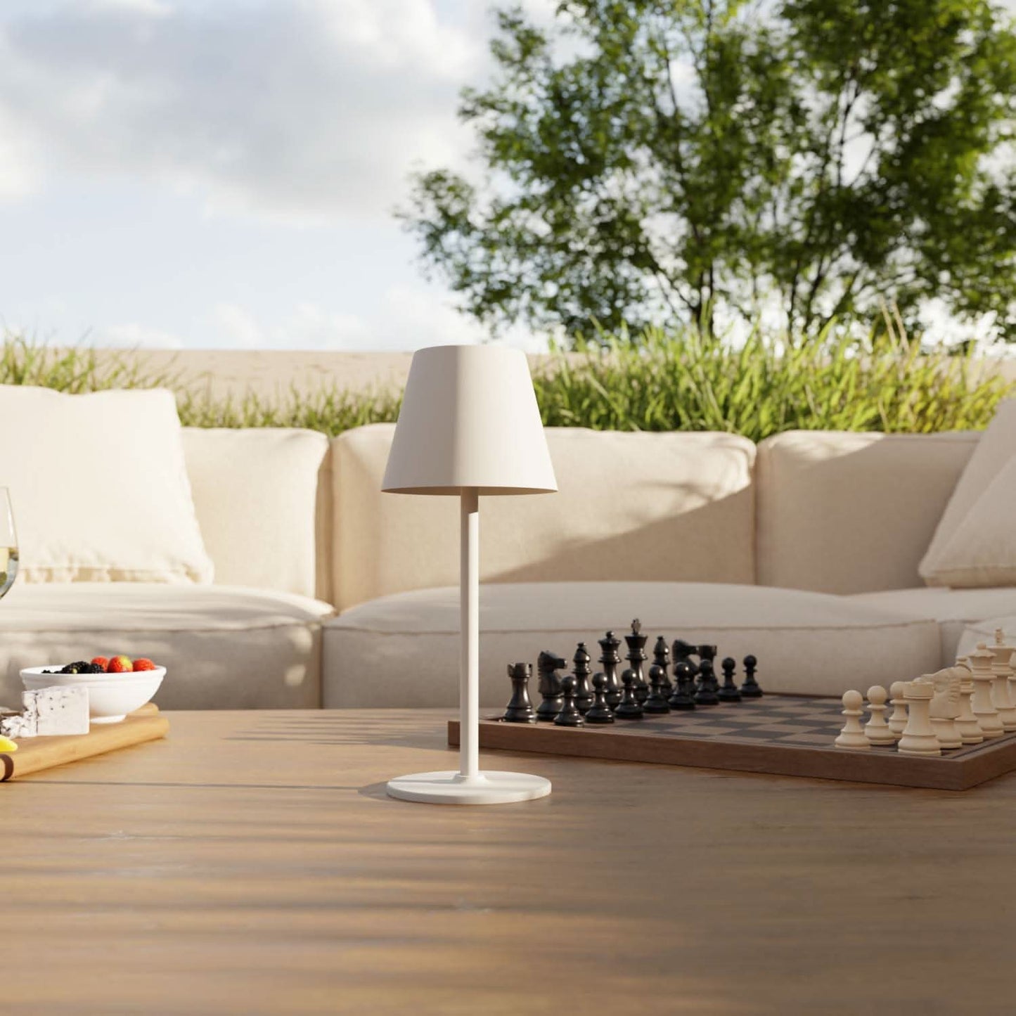 Rechargeable Outdoor LED Table Lamp with Warm Light | Modern Dining and Patio
